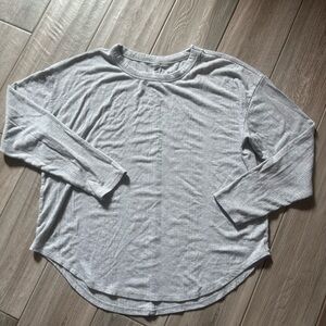 Lou & Grey Ribbed Soft Gray Long Sleeve Top